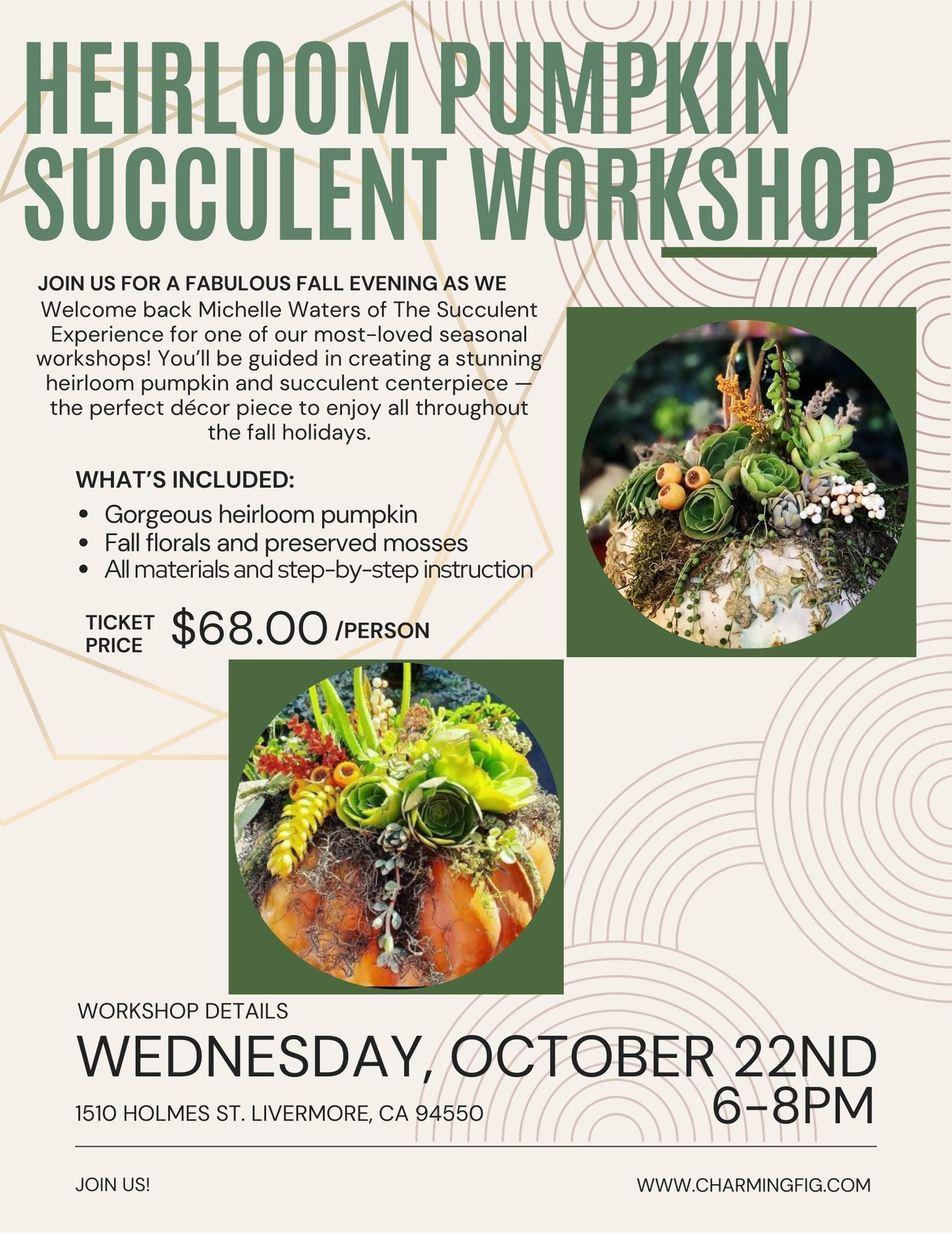 Heirloom Pumpkin Succulent Workshop