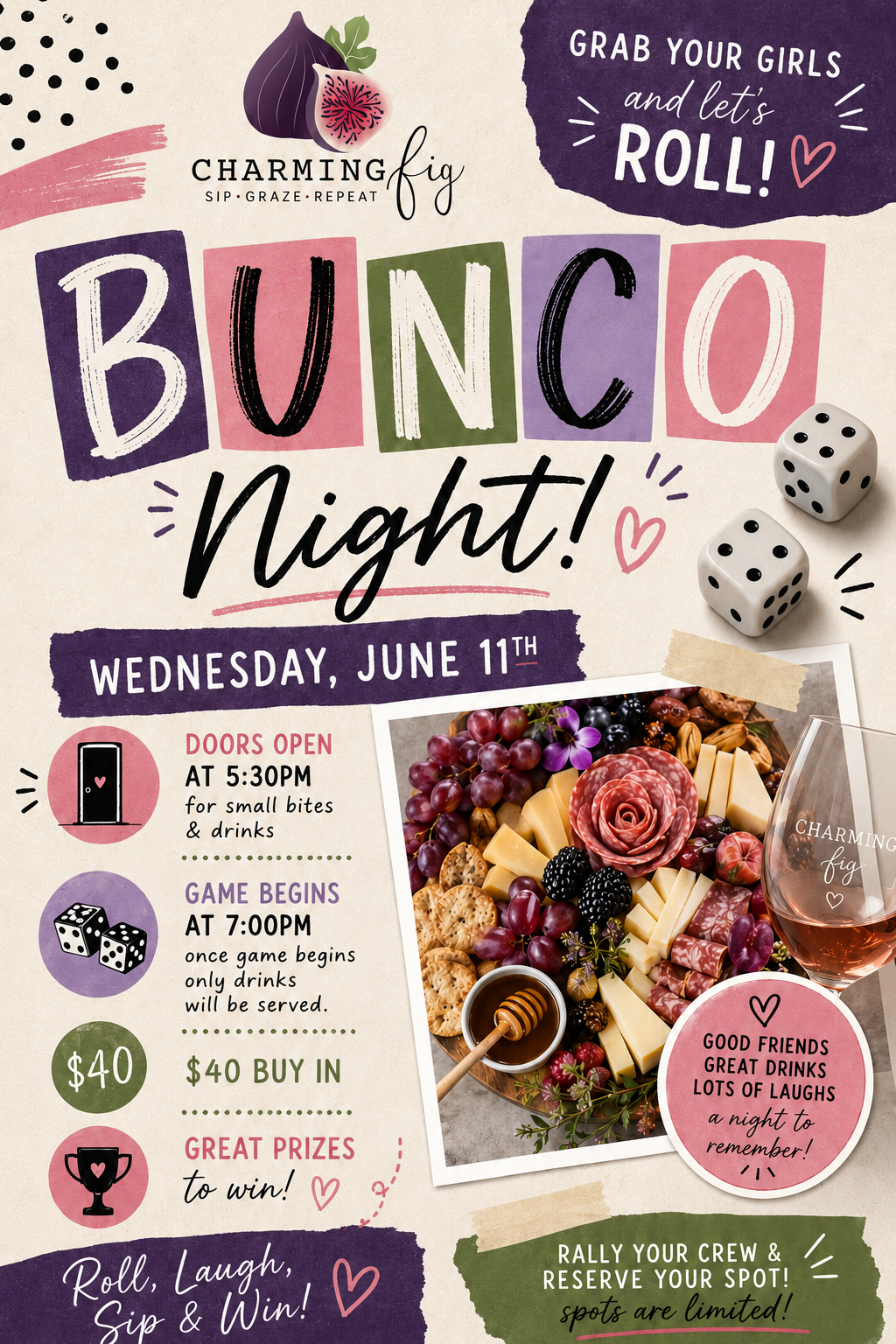 Bunco Night at The Charming Fig!