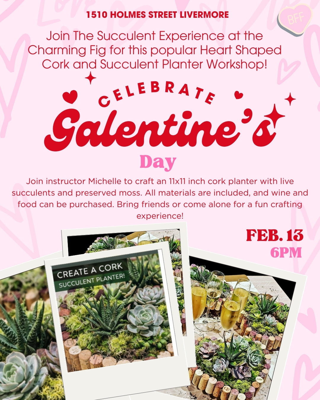Galentine's Heart Shaped Cork and Succulent Planter Workshop!