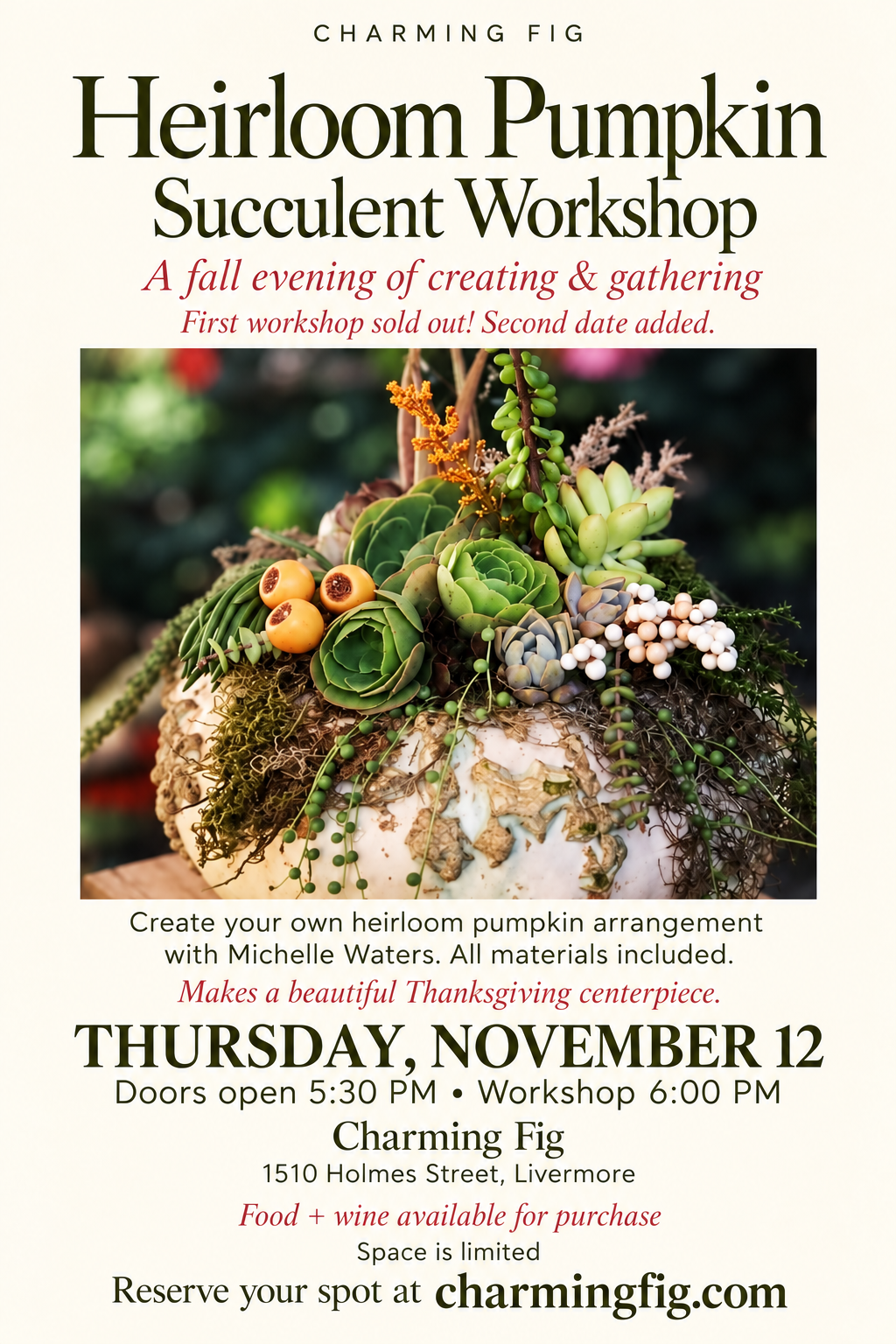 Heirloom Pumpkin Succulent Workshop